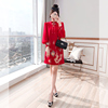 新中式旗袍裙子女装2024裙子春装气质名媛复古红色，国风连衣裙