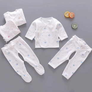 宝宝和服纯棉包脚内衣，套装新生儿绑带胎衣，连脚裤子0-3个月1婴儿服