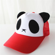 春夏熊猫网球帽可亲子，遮阳棒球帽棉布成人，小孩男女儿童小学生帽子