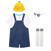 儿童牛仔背带裤短裤夏季纯棉，t幼儿园园服六一演出服毕业照亲子装