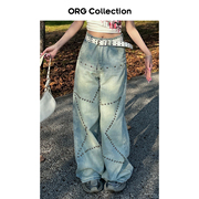 ORG Collection美式重工铆钉星星牛仔裤女设计感辣妹宽松阔腿裤子