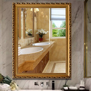 镜子贴墙壁挂式欧式木框粘贴浴室化妆洗手间无框卫生间镜壁挂镜