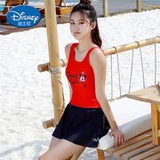 迪士尼女童泳衣中大童学生少女，12-15岁儿童韩国可爱公主裙游泳装
