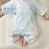 新生儿衣服a类纯棉，0一3月婴儿夏季连体衣，薄款6宝宝和尚服短袖哈衣