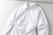 白色收腰显瘦长袖衬衫女设计感小众修身别致衬衣女中长款气质上衣