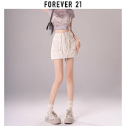 forever21美式工装半身裙女高腰，辣妹a字牛仔裙，米白包臀超短裙子