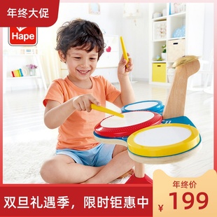 hape三重动感架子鼓宝宝智力，打击音律玩具男女孩儿童木制益智