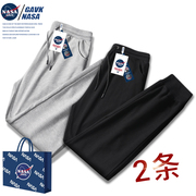 NASA GAVK夏季百搭潮流情侣纯棉长裤子男女同款运动修身卫裤