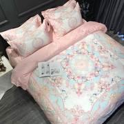 欧式100支海岛棉四件套匹马棉，美式床上用品粉色大红纯棉婚庆4件套