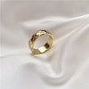 宽面菱格戒指女ins潮人时尚韩国个性，设计简约金属两色食指环e1181