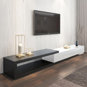 现代简约电视柜组合 黑色橡木纹可伸缩电视机柜 北欧客厅小户地柜