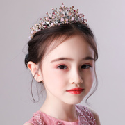 女孩头饰韩式水晶钻石花朵发夹，女童发箍造型饰品，儿童发卡粉色发饰