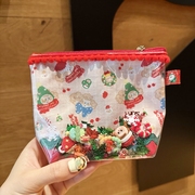 可爱卡通圣诞节礼物pvc透明流沙，手拿包化妆包零钱耳机口红收纳包