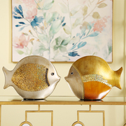 欧式摆件创意家居装饰品陶瓷客厅工艺品情侣鱼电视柜摆件结婚礼物
