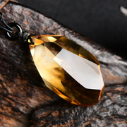 天然原石橘黄水晶，随形滴水吊坠项链饰品，男女士礼物黄水晶首饰