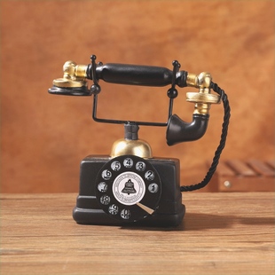 复古美式工业风电话机树脂模型摆件客厅仿真工艺品酒柜装饰品摆设