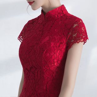 新新娘大合唱时尚中式红色结婚礼服修身显瘦旗袍长款鱼尾裙