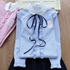 女童衬衫2023春款长袖韩版宝宝衬衣条纹全棉上衣女大童白领娃娃衫