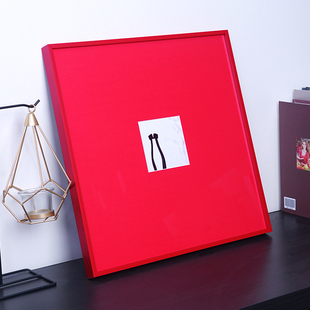 红底照片纪念相框红色卡纸现代艺术铝合金画框简约相框挂墙定制