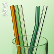 东荣彩色玻璃吸管ins耐热玻璃弯吸管家用时尚果汁牛奶杯管搅拌棒