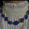 港风复古项链女高级感法式宫廷，风蓝色宝石夸张时髦配饰耳环套装