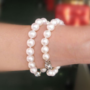 天然珍珠手链正圆形8-9-10mm 925纯银扣强光送女友妈妈礼物