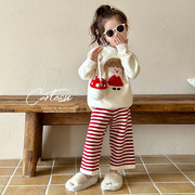 女童秋装套装韩版女宝宝，毛线裤两件套儿童时髦洋气毛衣童装针织衫