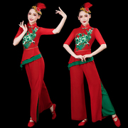 胶州秧歌服演出服女中老年中国风打鼓扇子舞蹈服装广场舞套装