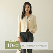 AIRIQI商场同款24春新中式国风羊毛短款圆领外套女AH41WT465