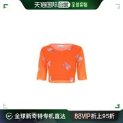 韩国直邮ganni衬衫ganni女士，花纹印花短袖t恤橙色qgn32f