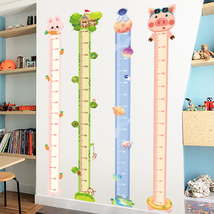 儿童身高墙贴宝宝量身高贴纸标尺测量仪可移除自粘小孩房装饰卡通