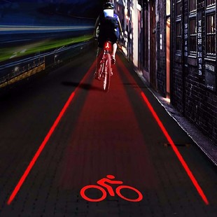 自行车激光尾灯投影Logo平行线激光镭射尾灯山地车骑行警示灯
