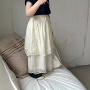 女童花边裙裤2024夏季韩版儿童蕾丝雪纺假两件裙裤长裤
