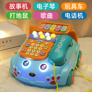 儿童玩具仿真电话机座机宝宝益智早教电话车打地鼠玩具