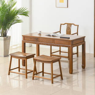 鸡翅木茶桌椅组合新中式功夫茶几书桌一体家用实木干泡茶台小整装
