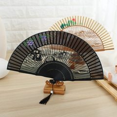 高档扇折扇女扇子雕刻工艺扇手绘景扇镂空美江南古风中国风苏