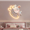 儿童房装饰画可爱兔子灯画公主，房背景墙壁画，温馨女孩卧室床头挂画