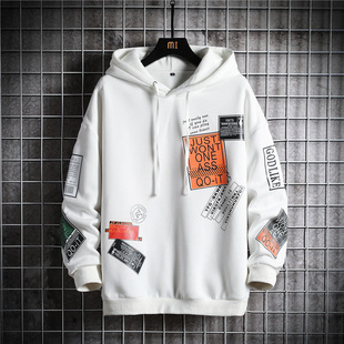 Japanese hip-hop graffiti print hoodie日系风涂鸦印花连帽卫衣