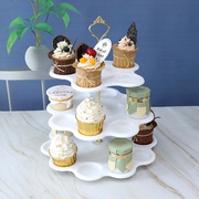 甜品台装饰蛋糕摆件展示架儿童生日派对纸杯蛋糕三层架子塑料摆台