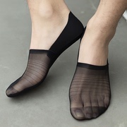 蕾丝袜子男士船袜夏天薄款镂空网眼透气棉底硅胶防掉透明隐形袜套