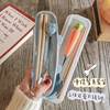 木质筷子不锈钢勺子餐具两件套创意可爱便携学生外带收纳餐具盒子