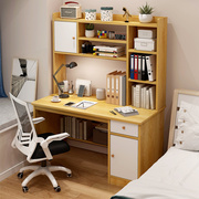 书桌书架一体电脑桌带书柜，组合家用简易台式办公桌卧室学生学习桌