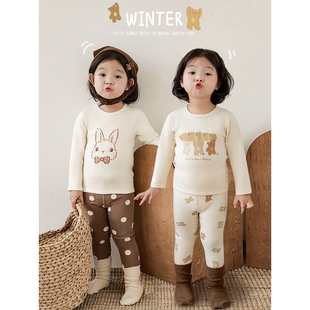幼悠女童冬季小动物印花家居服套装，儿童舒适亲肤保暖睡衣两件套潮