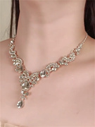 zoozmomo欧美时尚夸张气质水晶项链女锆石套装简约个性礼服锁骨链