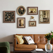 法式中古风客厅，组合装饰画欧式高级感组合挂画复古沙发背景墙壁画