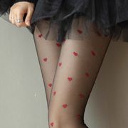 红色小爱心提花，包心丝袜性感美腿显瘦透肤黑色，连裤袜子