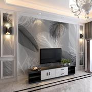 北欧风格客厅影视墙壁画灰色羽毛B壁布沙发电视背景墙壁纸卧室墙