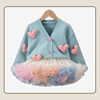 女童衣服服装春秋洋气儿童毛衣，公主裙针织外套，搭配tutu裙套装