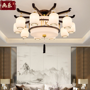 新中式吊灯客厅实木纯铜餐厅卧室茶室别墅吸顶灯具中国风禅意LED