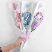 泽豪520爱心鲜花单支套袋郁金香玫瑰花，小花束花艺半透明包装纸袋